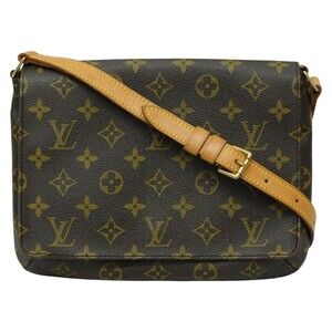 Louis Vuitton Musette Tango shoulder bag Monogram Leather Brown coated canvas LV